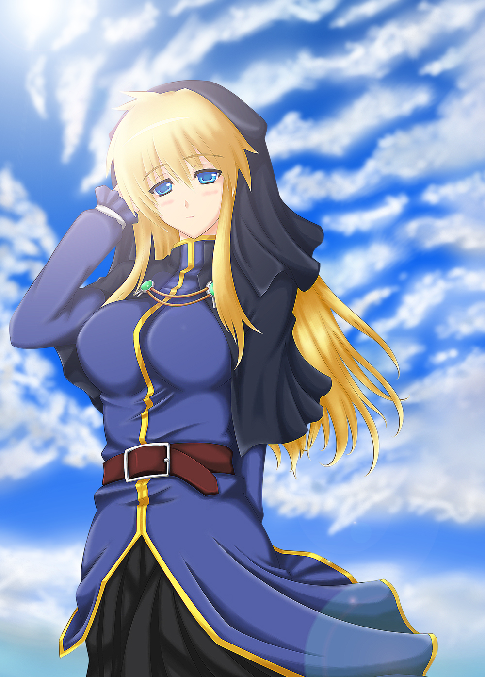 1girl, blonde_hair, blue_eyes, female_focus, genderswap, genderswap_(mtf), goenitz, highres