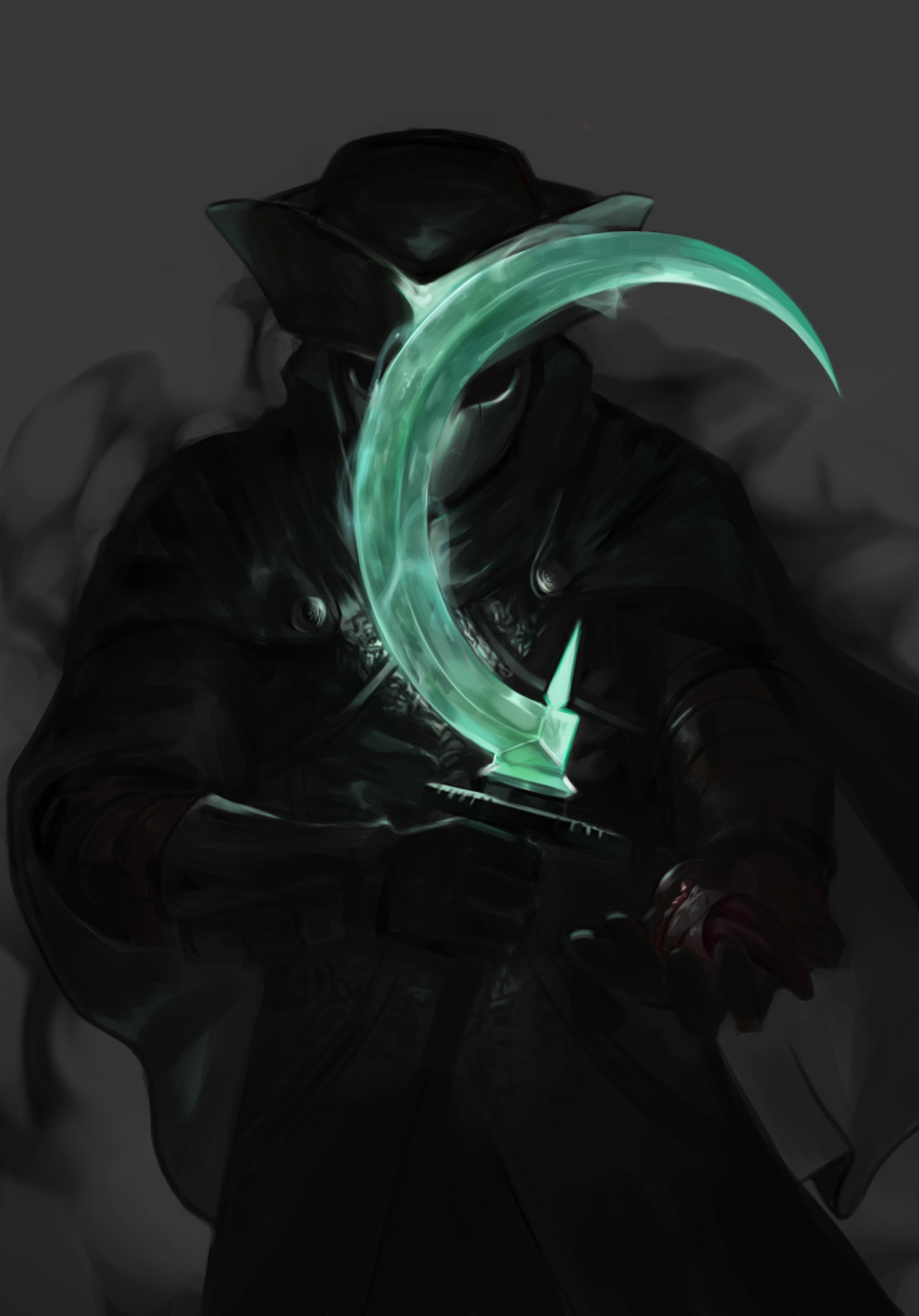 aura, bad_id, bad_pixiv_id, black_cape, black_gloves, black_hat, black_jacket, cape