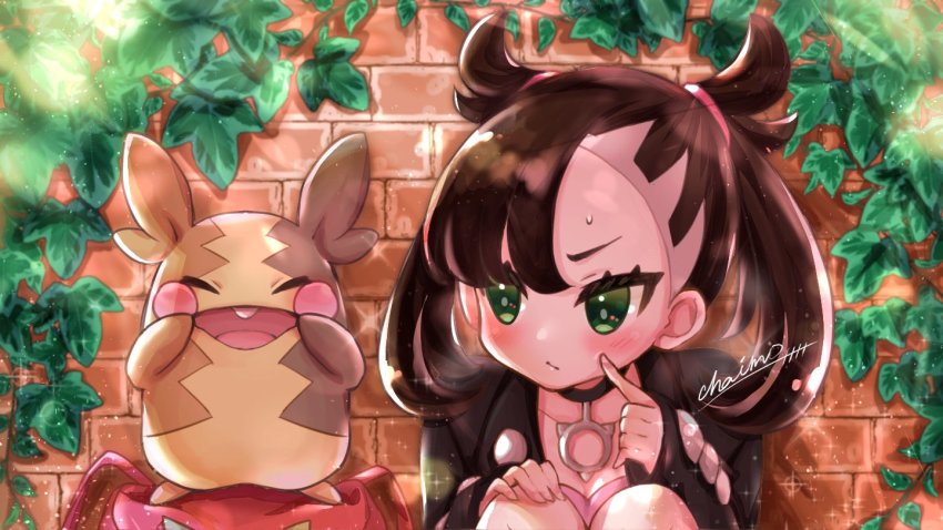 1girl, asymmetrical_bangs, black_choker, black_hair, black_jacket, blush, chaimo_box, choker