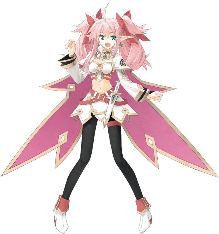 black_legwear, blue_eyes, charlotte_(kinki_no_magna), kinki_no_magna, midriff, official_art, pantyhose, pink_hair