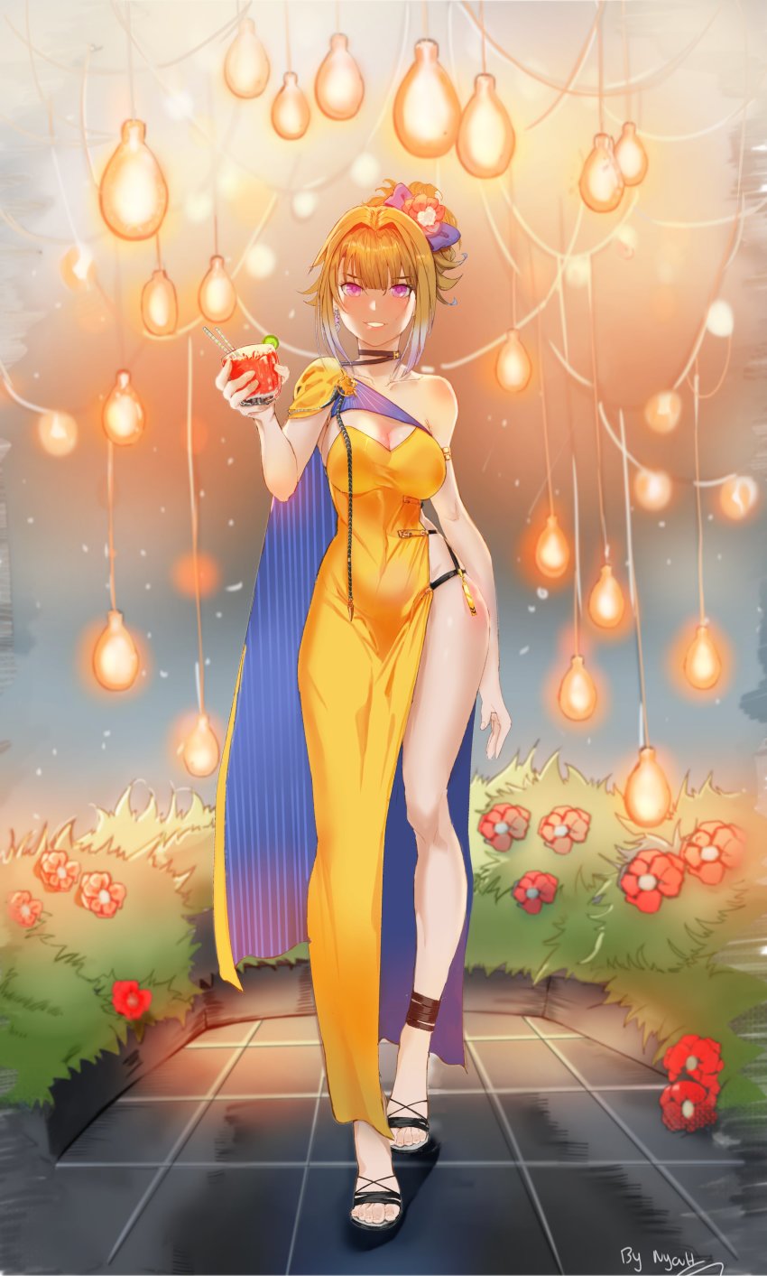 1girl, absurdres, alternate_costume, azur_lane, baltimore_(azur_lane), baltimore_(azur_lane)_(cosplay), baltimore_(evening_breeze_minuet)_(azur_lane), blonde_hair