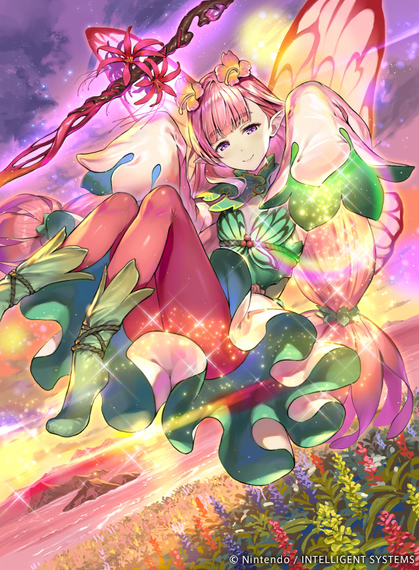 1girl, boots, fairy, fairy_wings, fire_emblem, fire_emblem_cipher, fire_emblem_heroes, flower