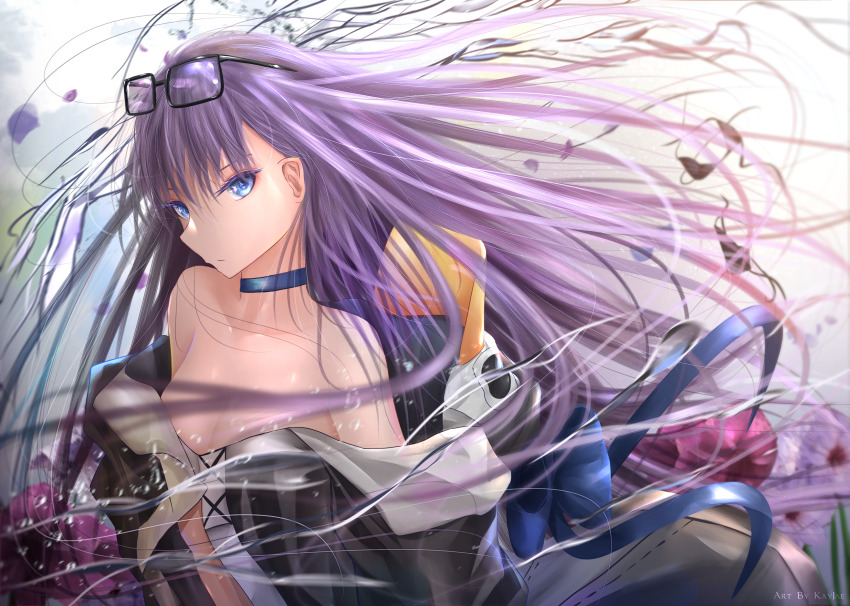 1girl, absurdres, animal_hood, artist_name, bare_shoulders, bikini, black_jacket, blue_eyes