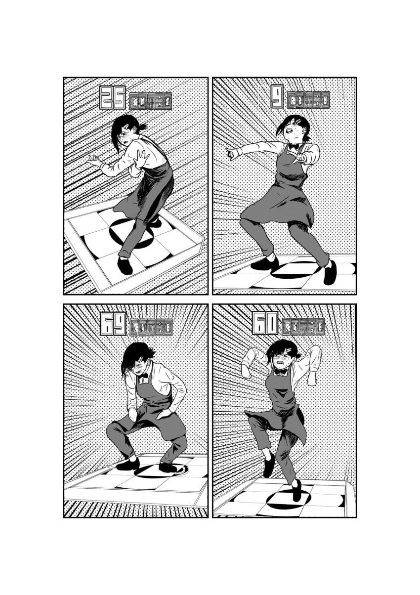 1girl, apron, black_pants, blush, bow, bowtie, breasts, chainsaw_man