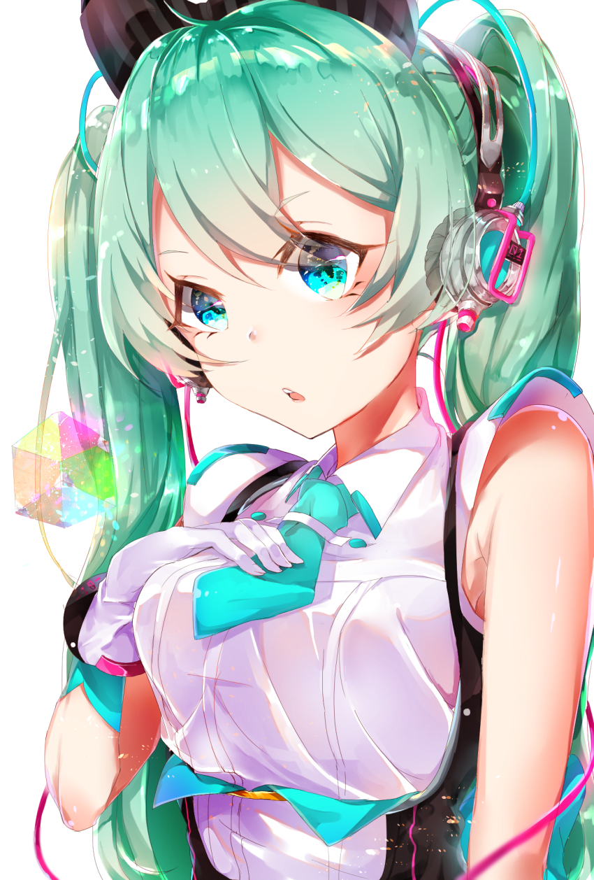 1girl, :o, aqua_eyes, aqua_hair, bad_id, bad_pixiv_id, bare_shoulders, black_bow
