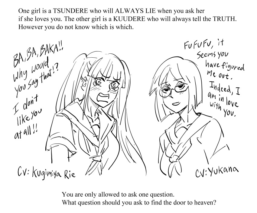 1boy, 2girls, bad_id, bb_(baalbuddy), blunt_bangs, blush, commentary, english_commentary