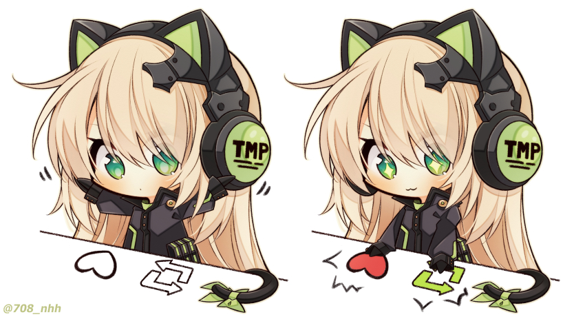 +_+, 1girl, 7:08, absurdres, animal_ear_headphones, animal_ears, black_gloves, black_jacket