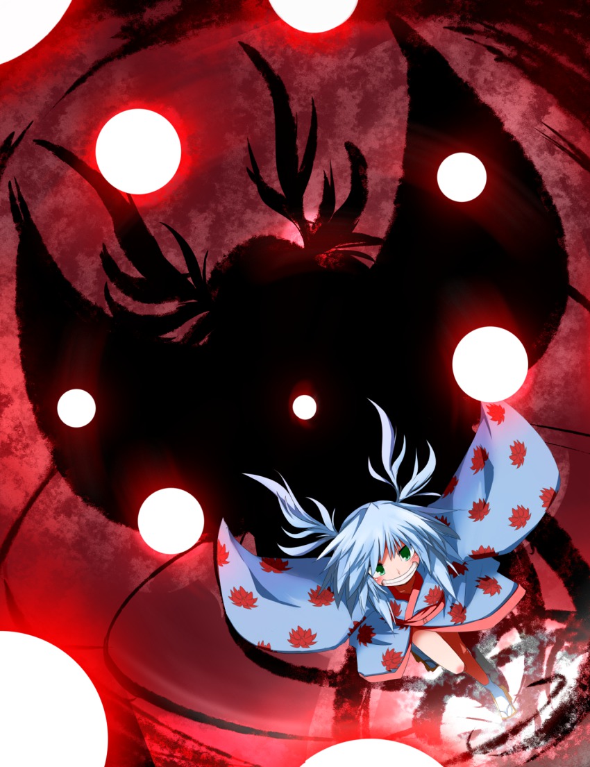 1girl, blue_hair, blue_kimono, female_focus, geta, green_eyes, highres, japanese_clothes