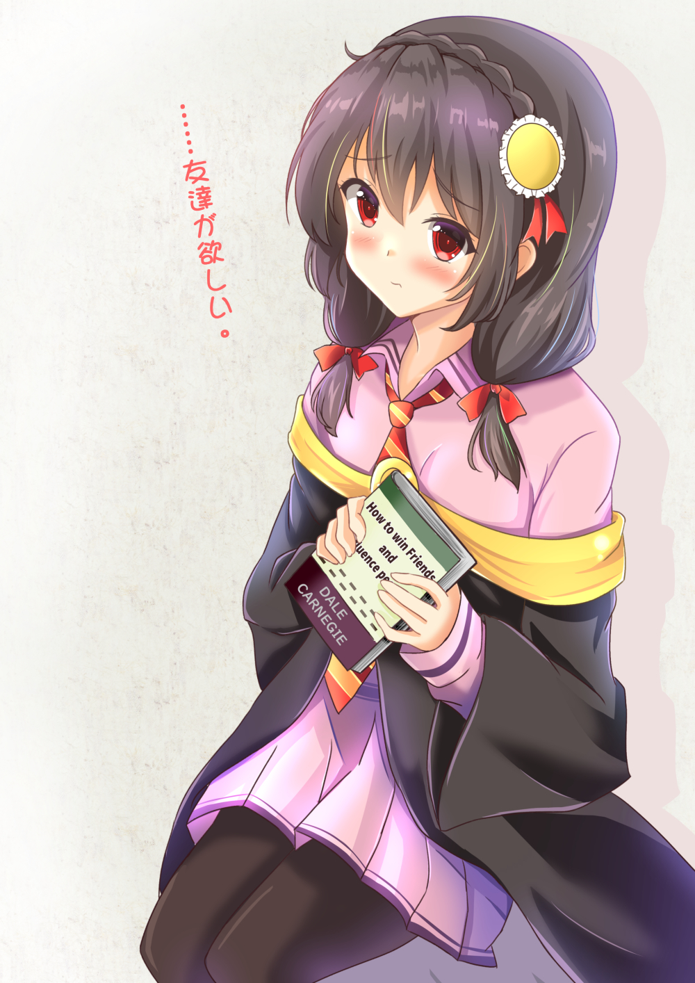 1girl, blush, book, frown, highres, holding, holding_book, kono_subarashii_sekai_ni_bakuen_wo!