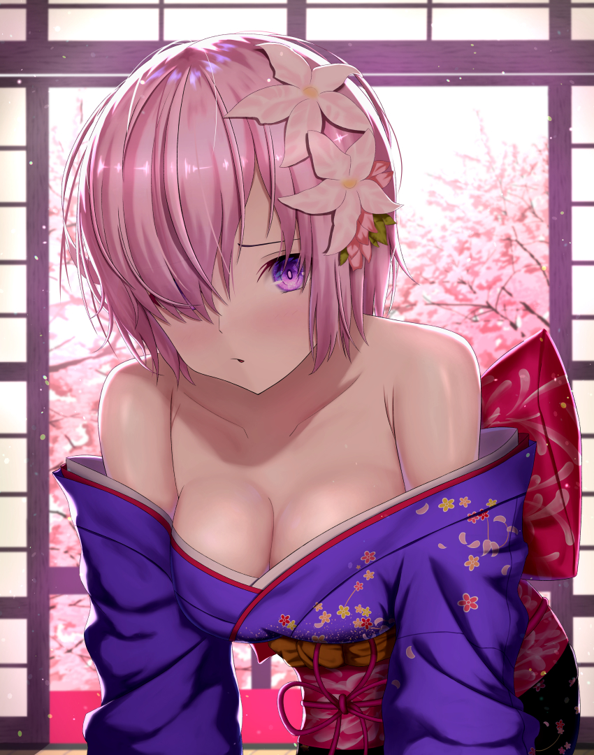 1girl, absurdres, breasts, cleavage, collarbone, fate/grand_order, fate_(series), flower