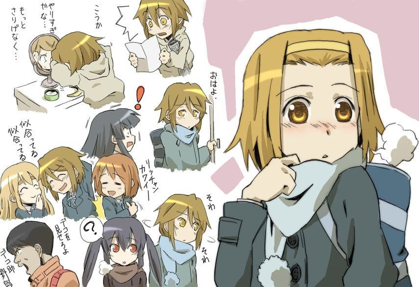 00s, 1980s_(style), 6+girls, akira_(manga), akiyama_mio, alternate_hairstyle, hair_down, hairband