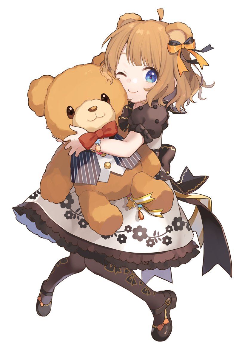 1girl, accurate_lolita_coord, ahoge, animal_ears, bad_id, bad_twitter_id, bare_arms, bear_ears