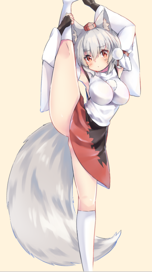 1girl, animal_ears, bare_shoulders, black_skirt, breasts, commentary, commentary_request, detached_sleeves