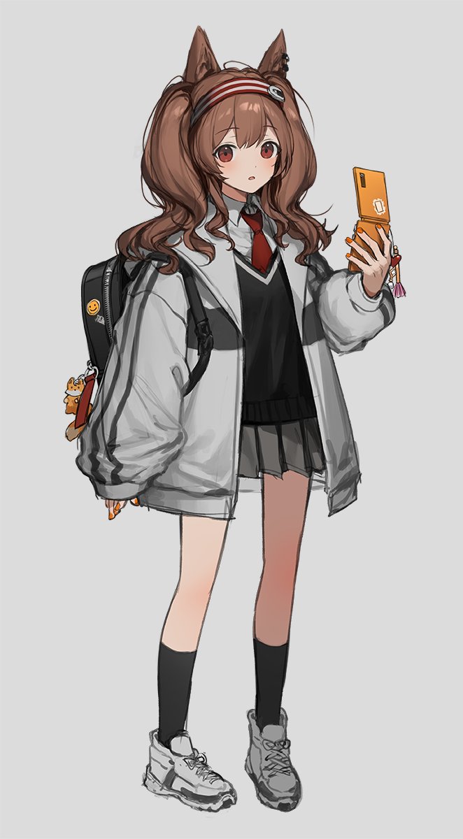 1girl, alternate_costume, angelina_(arknights), animal_ears, arknights, bad_id, bad_twitter_id, black_socks