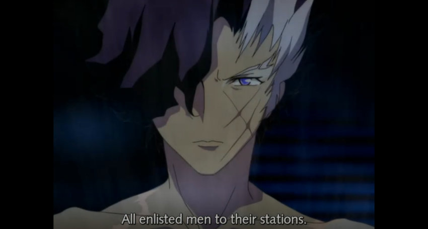 1boy, argento_soma, black_hair, grey_hair, heterochromia, highres, kaneshiro_takuto, multicolored_hair