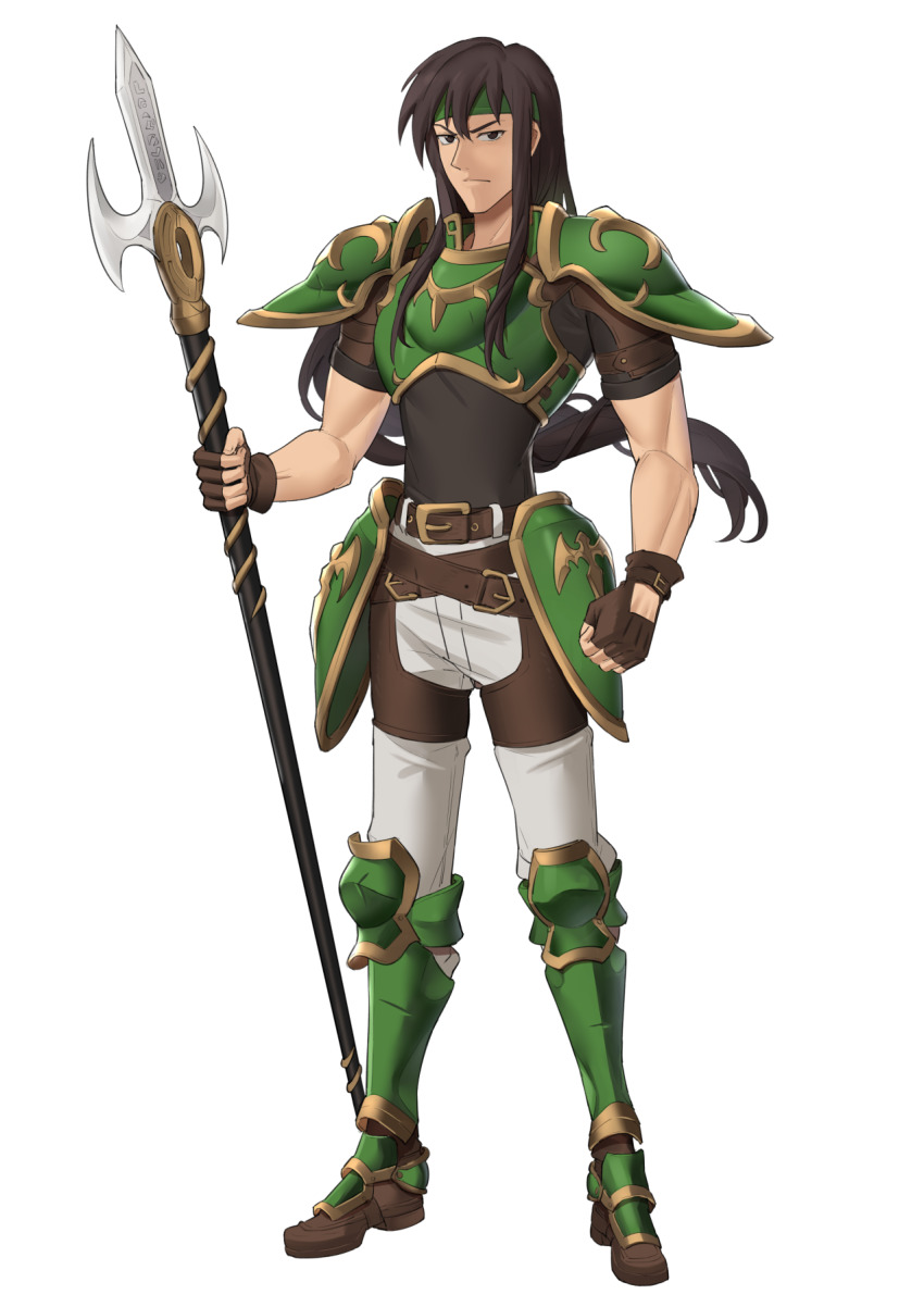 1boy, armored_boots, belt, boots, brown_eyes, brown_hair, deen_(fire_emblem:_thracia_776), ebinku