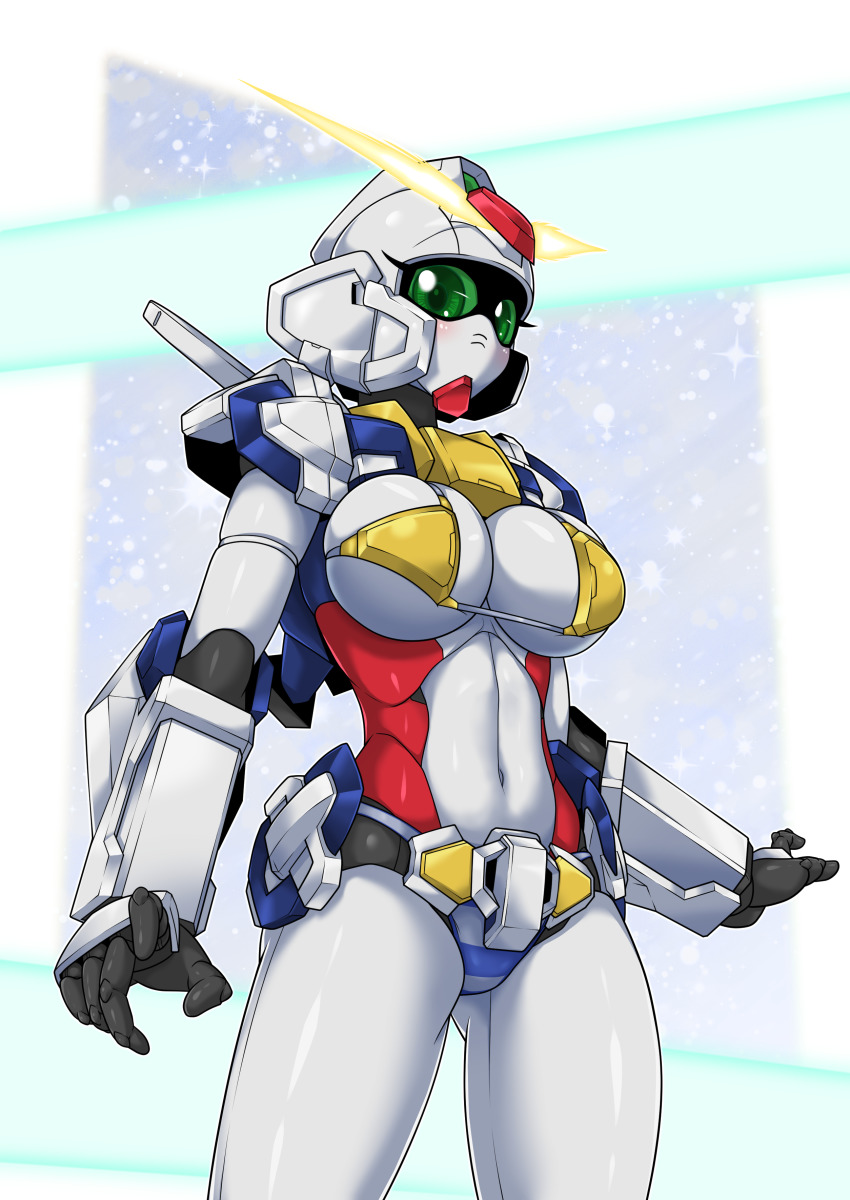 1girl, absurdres, beginning_d_gundam, bikini, blush, borrowed_design, breasts, colored_skin