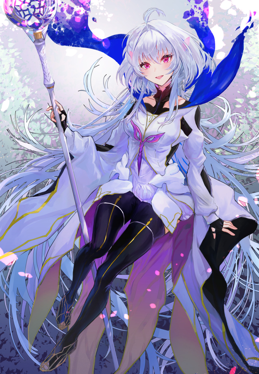 1girl, absurdres, ahoge, black_gloves, black_pants, blush, breasts, fate/grand_order