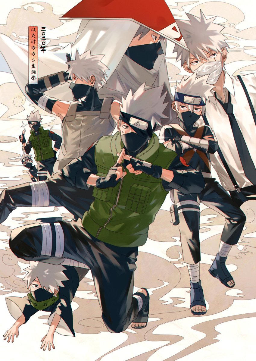 1boy, age_progression, ankle_wrap, armor, bare_shoulders, black_eyes, black_footwear, black_gloves