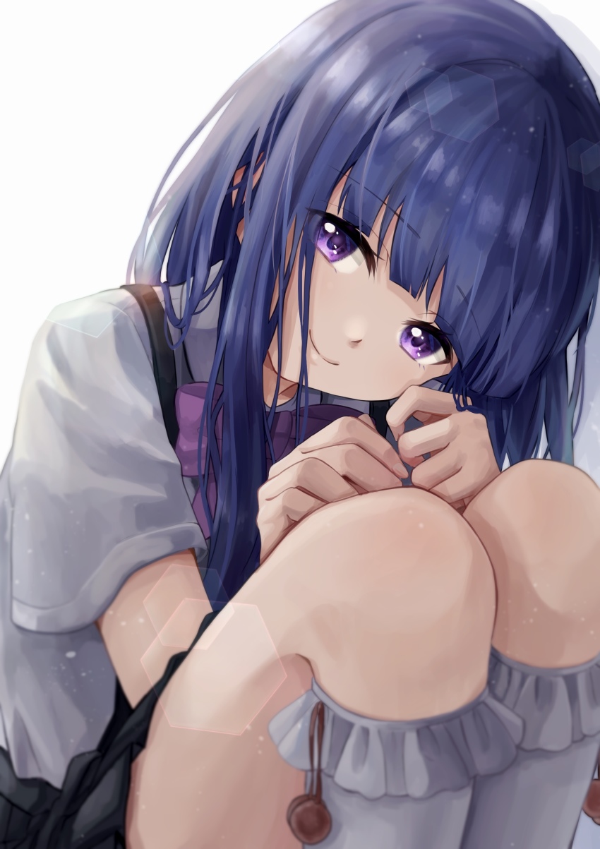 1girl, absurdres, blue_hair, blunt_bangs, closed_mouth, furude_rika, head_tilt, highres