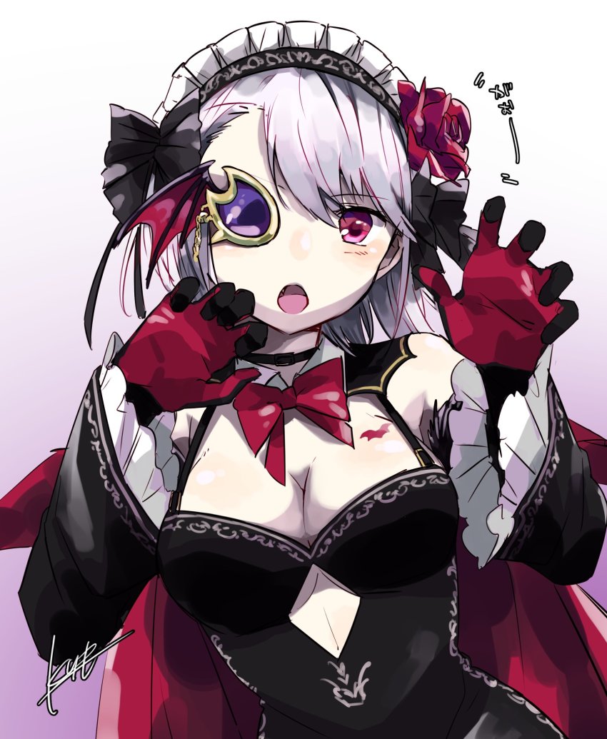 1girl, blush, breast_tattoo, breasts, cleavage, highres, izumi_kanagi, izumi_kanagi_(vampire_ver.)