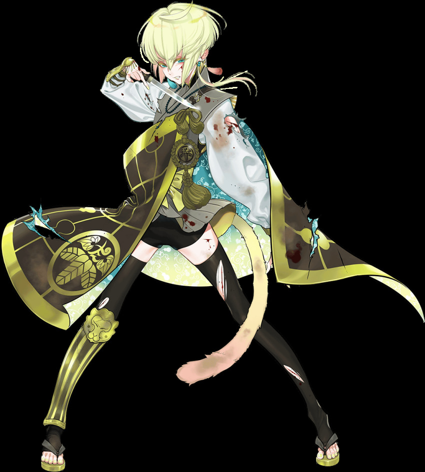 1boy, aqua_eyes, armor, beads, black_thighhighs, blonde_hair, blood, blood_on_clothes