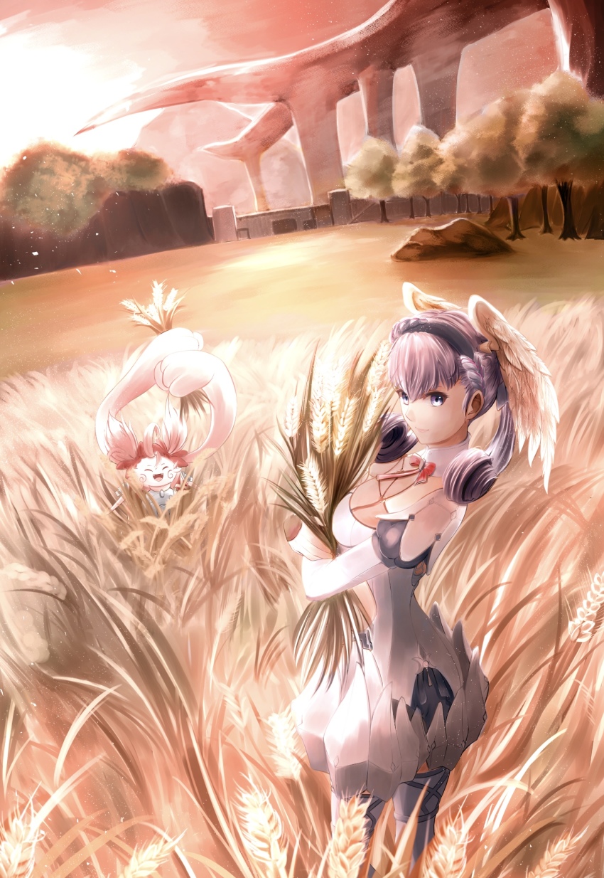 2girls, head_wings, highres, looking_at_viewer, melia_antiqua, mercury_xeno, multiple_girls, nene_(xenoblade)