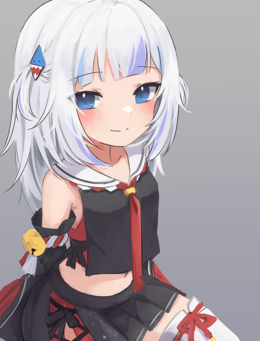 1girl, absurdres, bell, black_skirt, blue_eyes, blue_hair, blush, cosplay