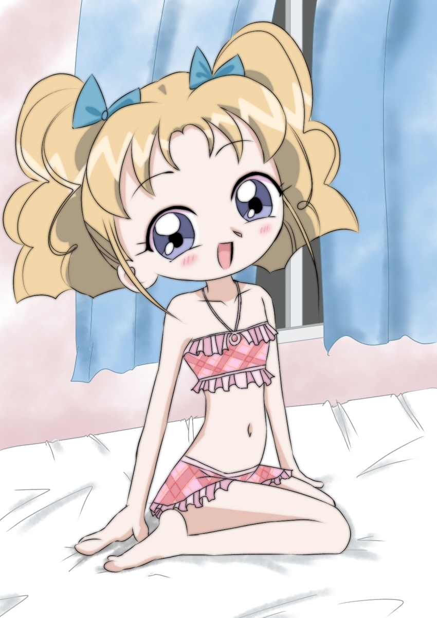 1girl, blonde_hair, child, grey_eyes, highres, minto_wada, ojamajo_doremi, sui_budou