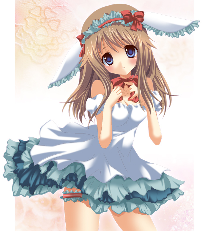 1girl, ayateaori, bad_id, bad_pixiv_id, blue_eyes, breasts, brown_hair, cleavage, dress, female_focus, frilled_thigh_strap, frills, green_(pokemon), hairband, katima, long_hair, nintendo, pokemon, pokemon_adventures, ribbon, solo, thigh_strap