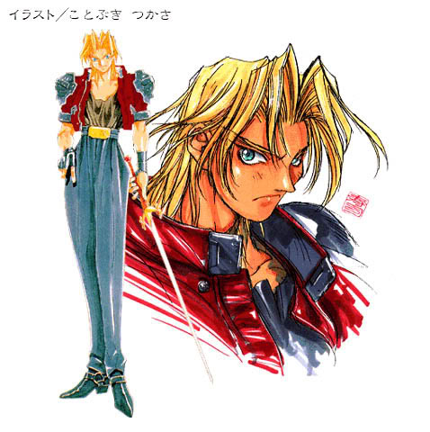 00s, 1990s_(style), 1boy, blonde_hair, claymore_(series), kayin_amoh, kotobuki_tsukasa, lowres