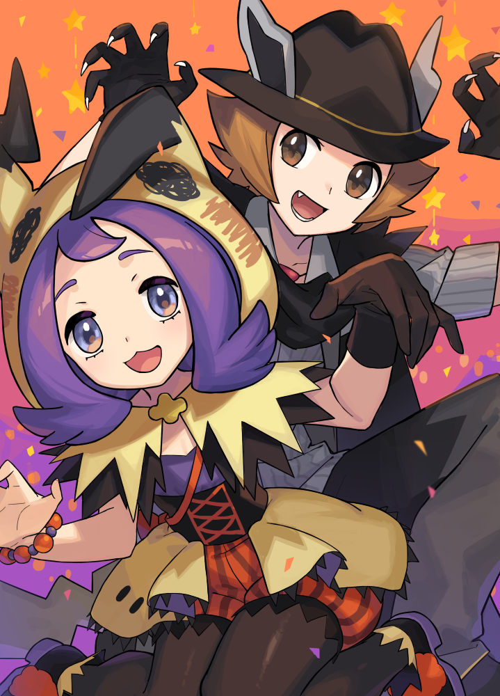 1boy, 1girl, acerola_(fall_2020)_(pokemon), acerola_(pokemon), bad_id, bad_pixiv_id, bead_bracelet, beads