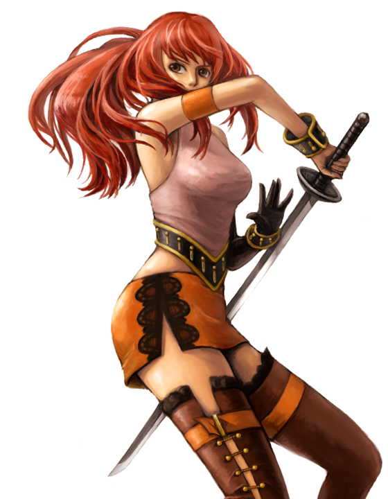 armband, boots, brown_eyes, karin_koenig, long_hair, red_hair, shadow_hearts, shadow_hearts_ii
