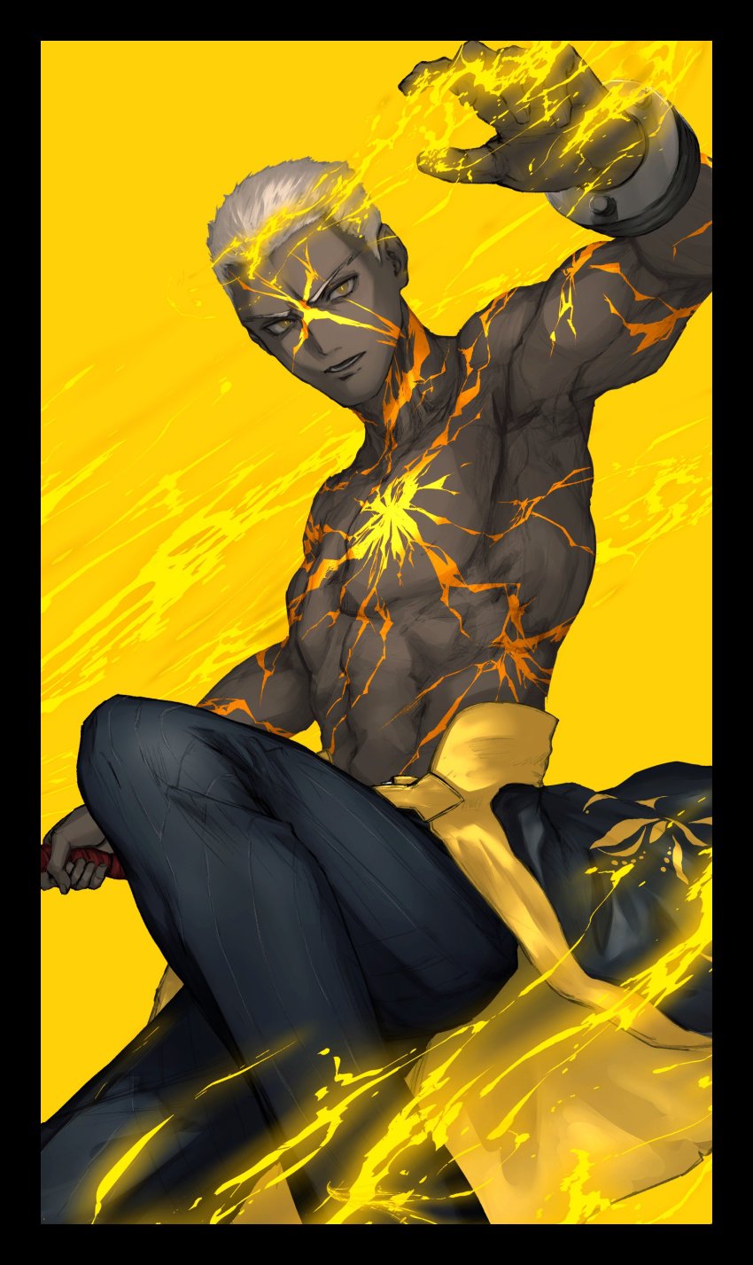 1boy, absurdres, dark-skinned_male, dark_skin, emiya_alter, emiya_alter_(third_ascension), fate/grand_order, fate_(series)