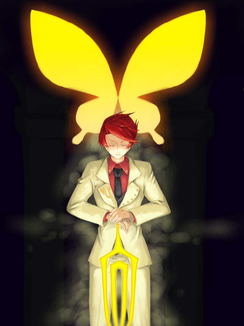 00s, 1boy, aokiri_(dolce), bad_id, bad_pixiv_id, bug, butterfly, closed_eyes
