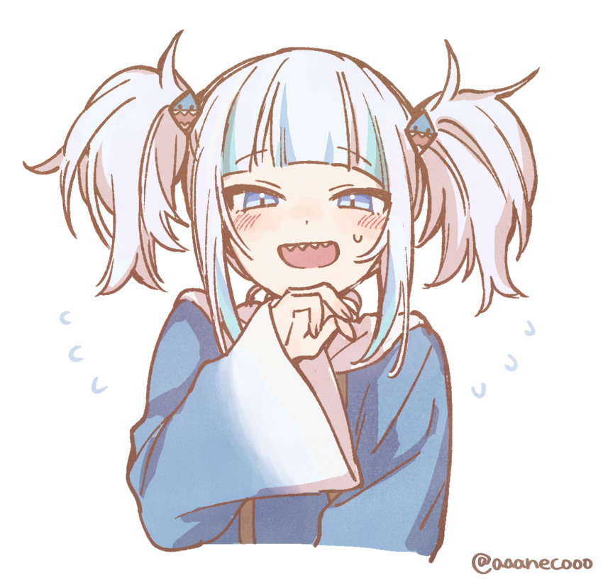 1girl, absurdres, alternate_hairstyle, aneco_(westsea1227), artist_name, blue_eyes, commentary, english_commentary