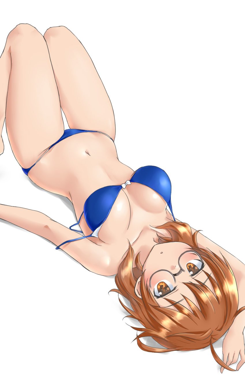 1girl, ahoge, aimobake, araki_hina, arm_up, bad_id, bad_twitter_id, bikini