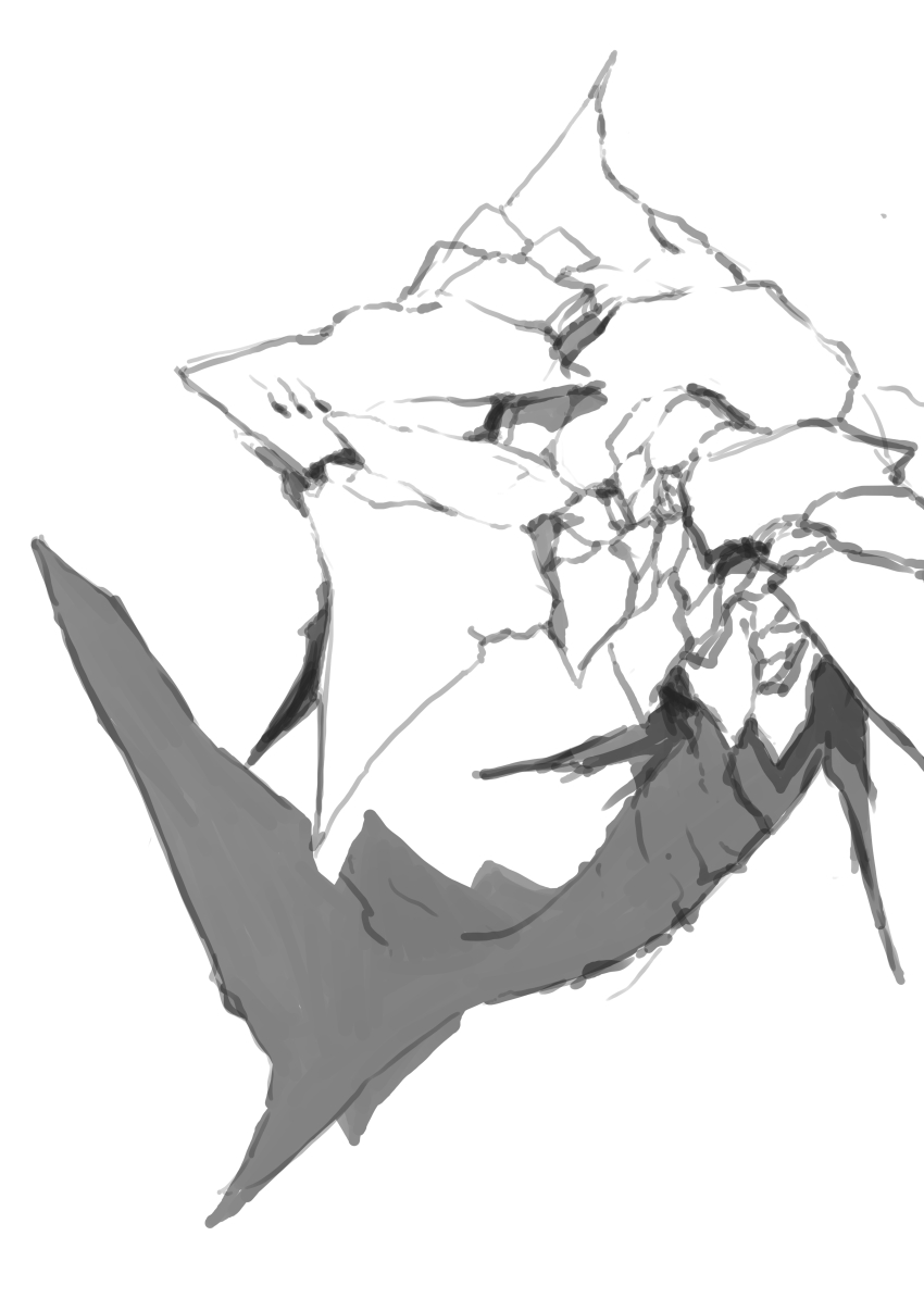 absurdres, animal, fantasy, greyscale, highres, monochrome, monster, no_humans