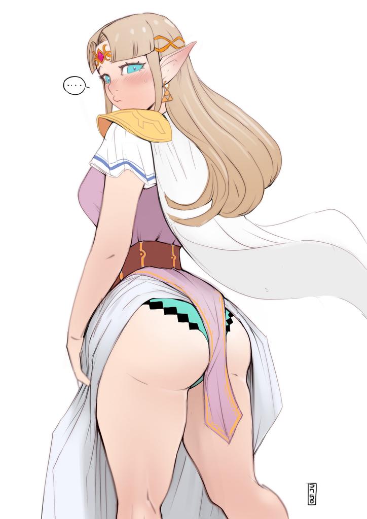 ..., 1girl, aqua_eyes, aqua_panties, armor, ass, blonde_hair, blush