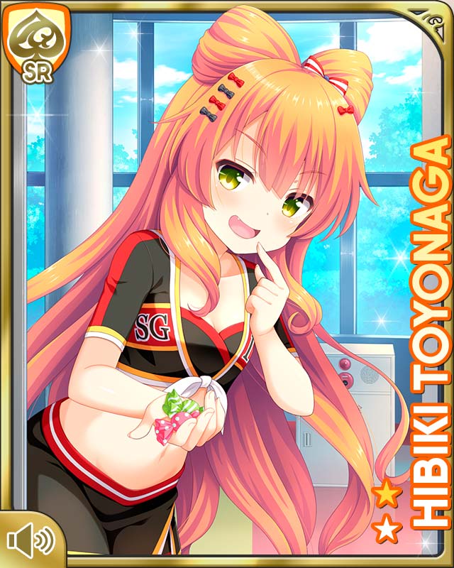 1girl, black_shirt, black_skirt, black_socks, bow, card_(medium), character_name, cheerleader