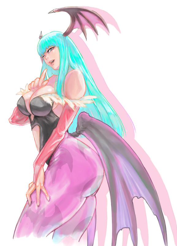 1girl, a_ichiro, animal_print, aqua_hair, bat_print, bat_wings, black_leotard, breasts