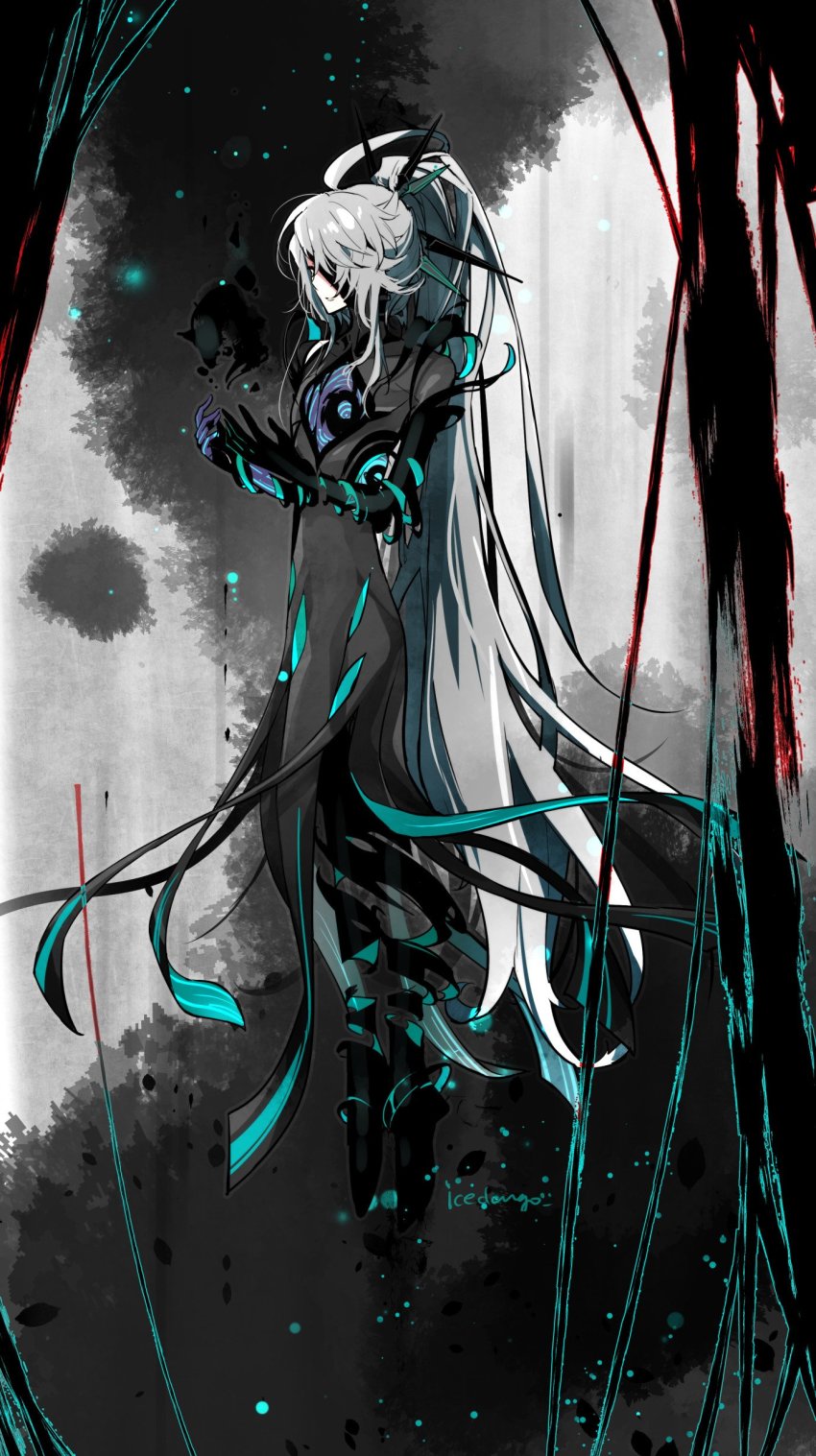 1boy, absurdres, ainchase_ishmael, artist_name, black_coat, black_gloves, coat, colored_skin