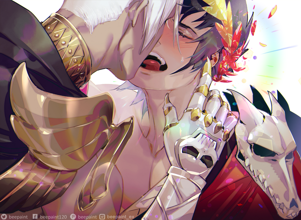 2boys, ancient_greek_clothes, beepaint, black_hair, blush, close-up, closed_eyes, collar