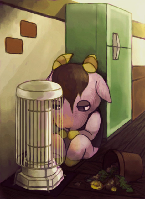 1boy, animal_crossing, barefoot, bellbird4705, black_shirt, bottomless, brown_hair, dandelion