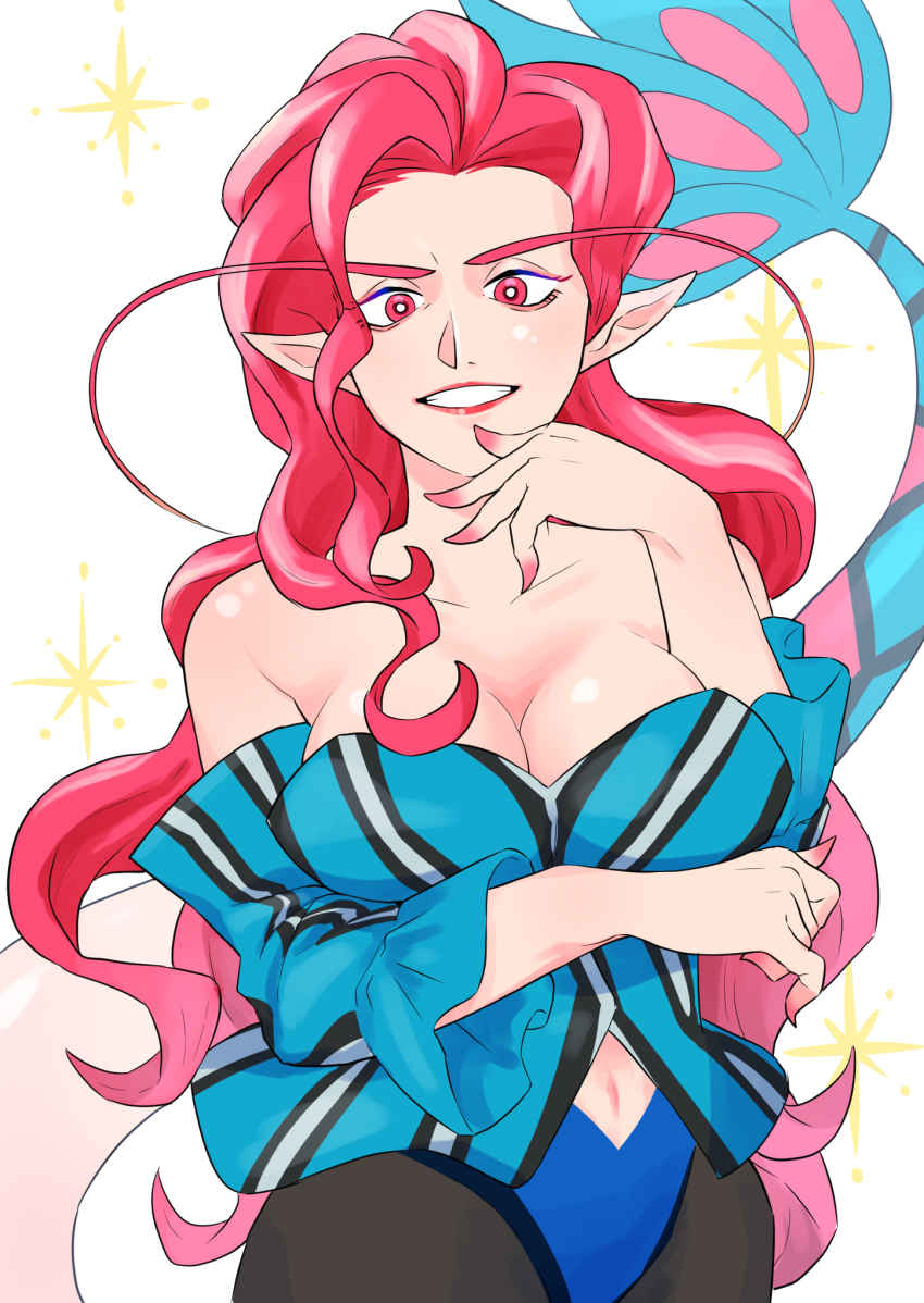 1girl, arm_under_breasts, breasts, cleavage, collarbone, commentary_request, eyelashes, gen_3_pokemon