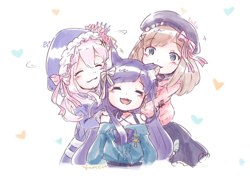 ^_^, artist_request, biting, biting_ear, closed_eyes, fensi, flower, hair_ornament