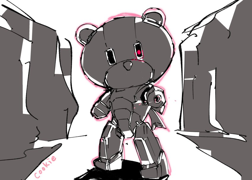 aiming, aiming_at_viewer, arm_cannon, beargguy, gundam, gundam_build_fighters, highres, kuroiwa_cookie