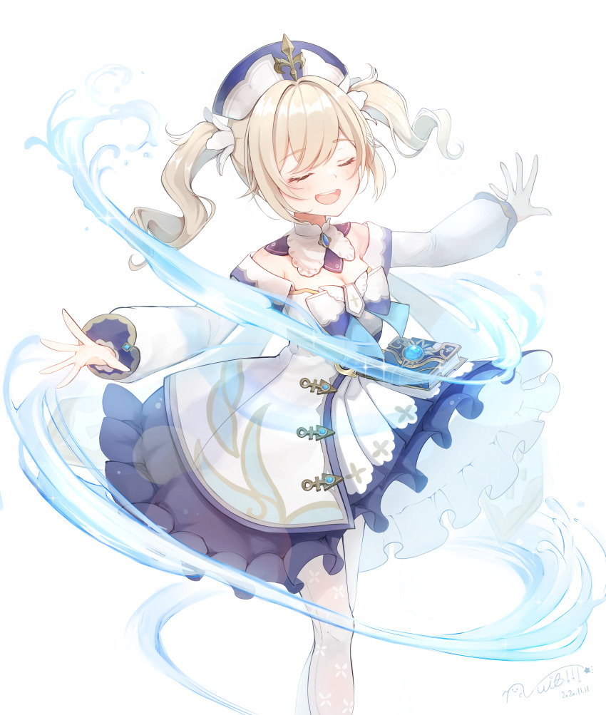 1girl, absurdres, barbara_(genshin_impact), blonde_hair, blush, book, bow, breasts