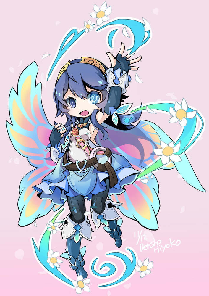 1girl, blue_eyes, blue_hair, butterfly_wings, chibi, fire_emblem, fire_emblem_awakening, fire_emblem_heroes