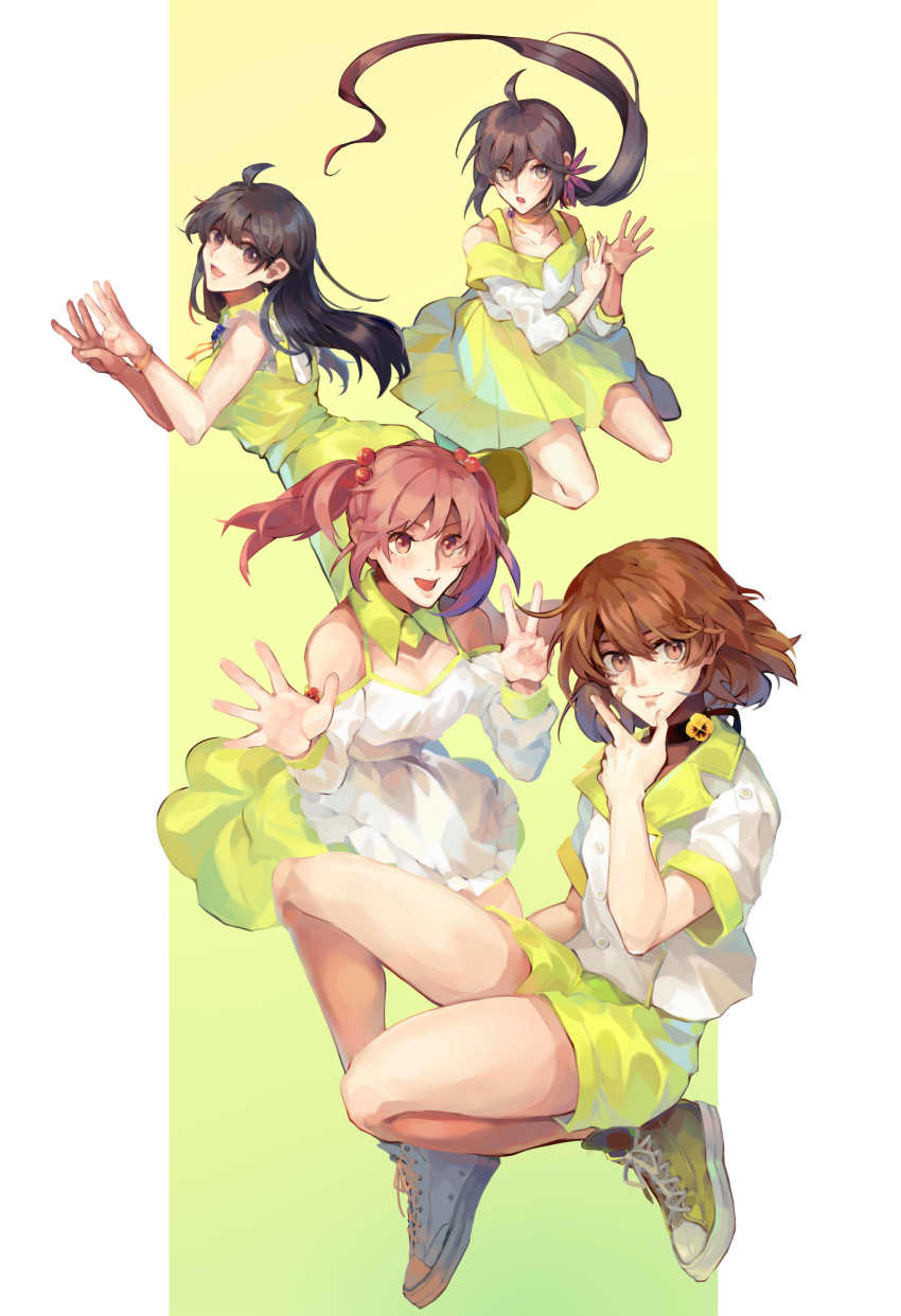 4girls, absurdres, ahoge, akebono_(7th_anniversary)_(kancolle), akebono_(kancolle), bandaid, bandaid_on_face, bell